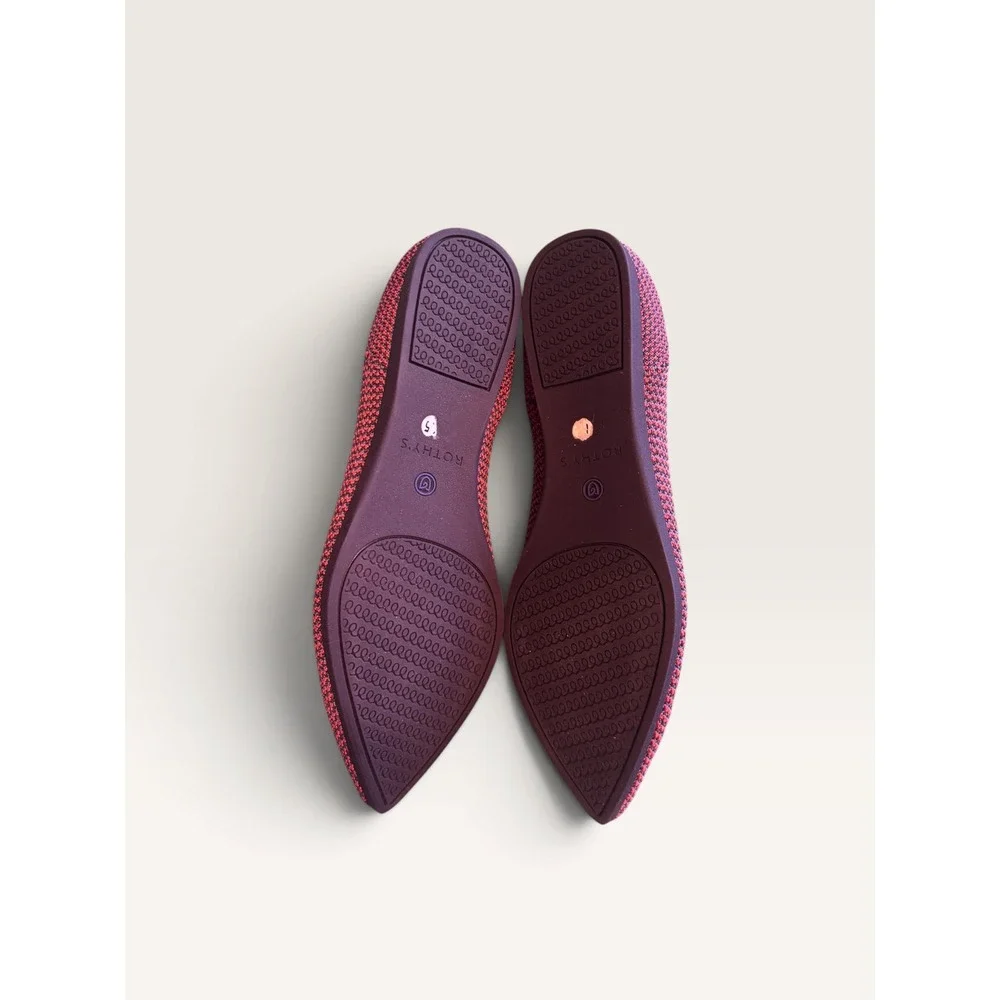 Rothy's The Point Plum Heather Knit Pointed Toe Flats Shoes Womens 7.5